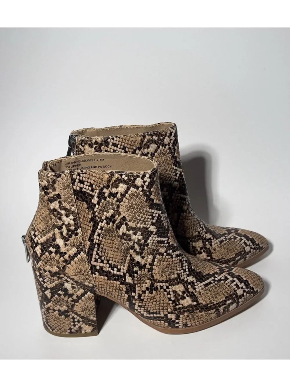 Steve Madden Julianne Snake Print Ankle Boots Women’s 7.5M New No Box
